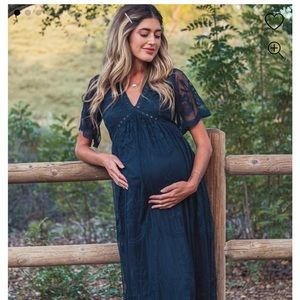 PinkBlush beautiful maternity lace dark blue dress